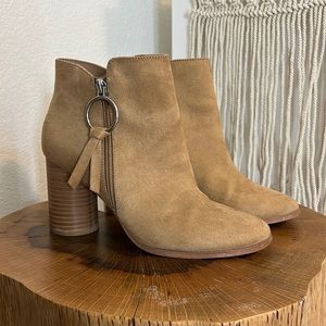 Nude Suede Booties